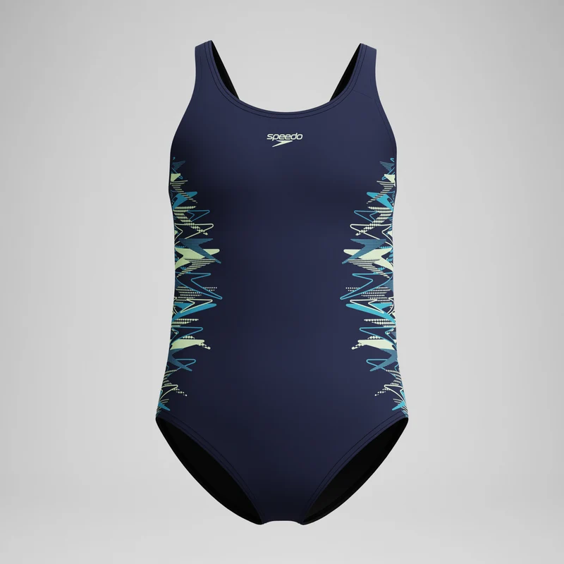 Girls Placement Muscleback Swimsuit Navy/Green