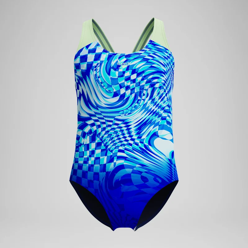 Girls Printed Splashback Swimsuit Blue