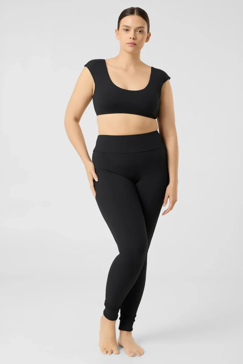 Allday Leggings Swim Apparel — black-ribbed
