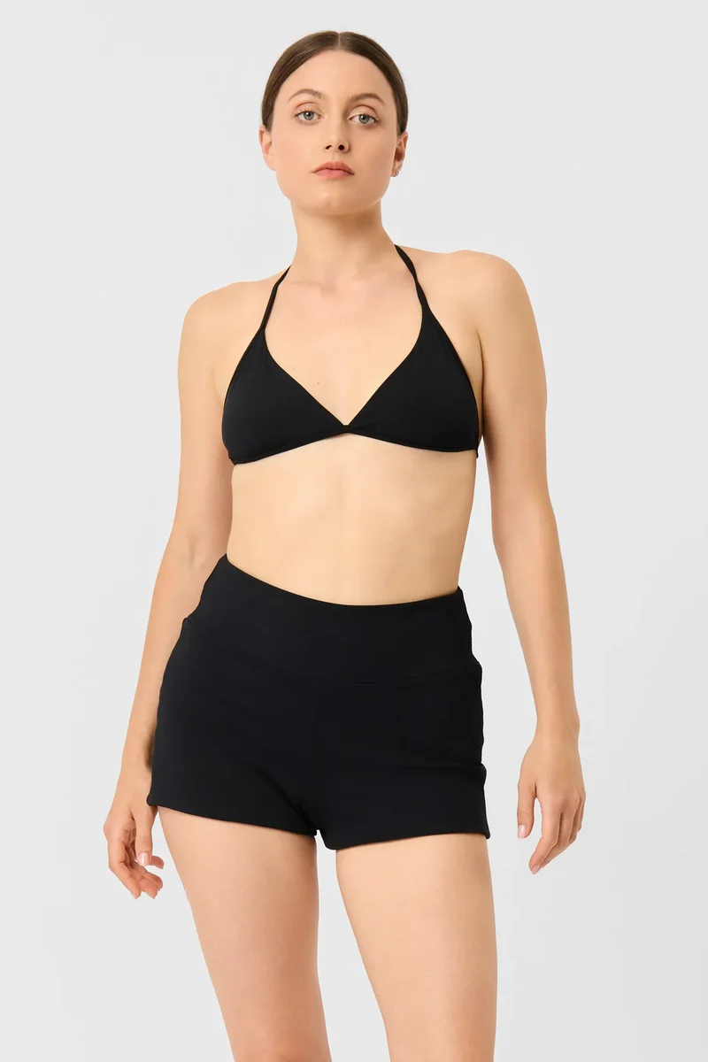 Triangle Top Swim Apparel — black-ribbed
