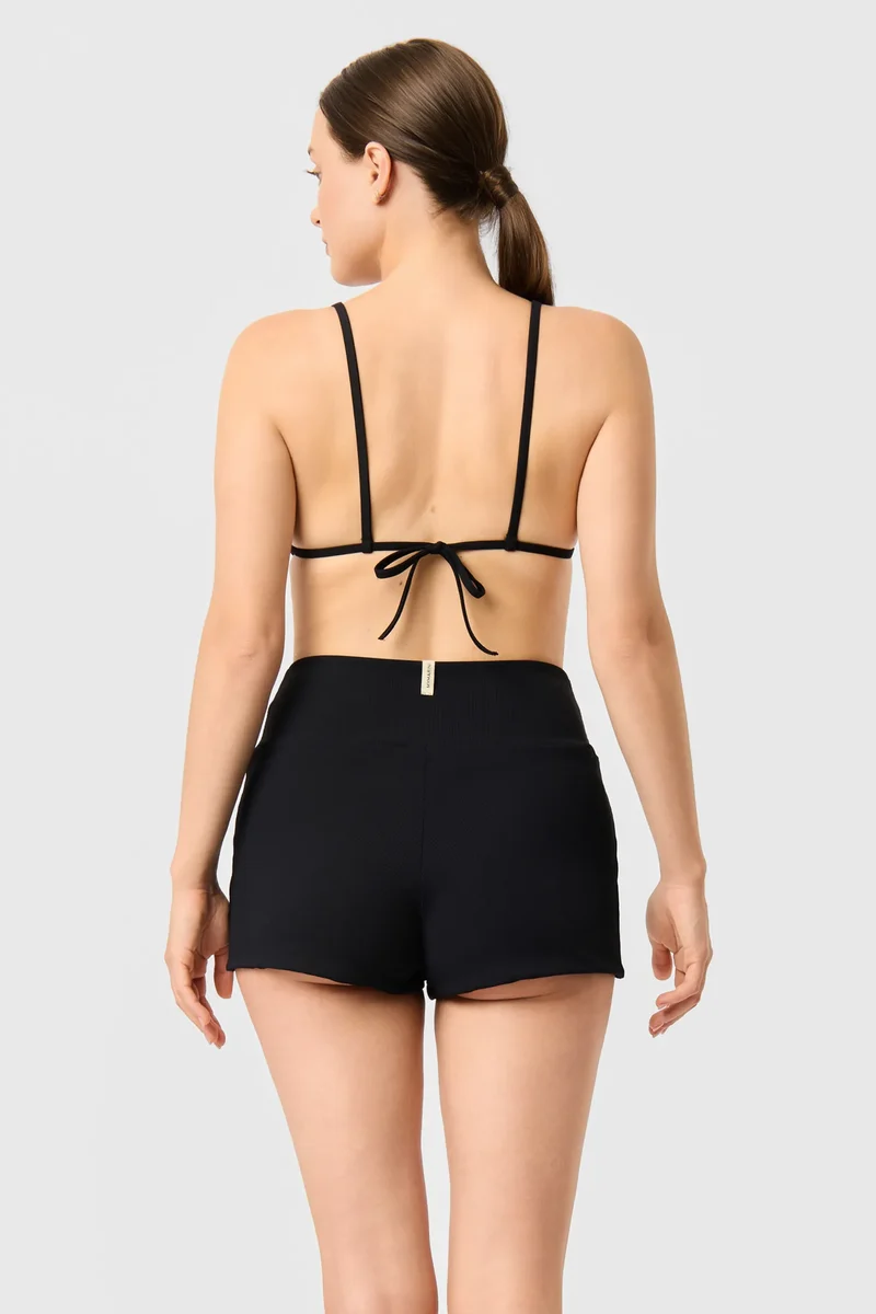 Triangle Top Swim Apparel — black-ribbed