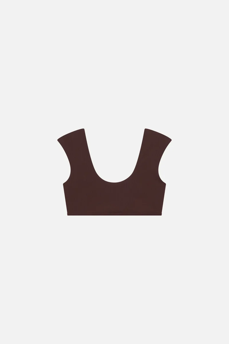 Shoulder Top Swim Apparel — chocolate-ribbed