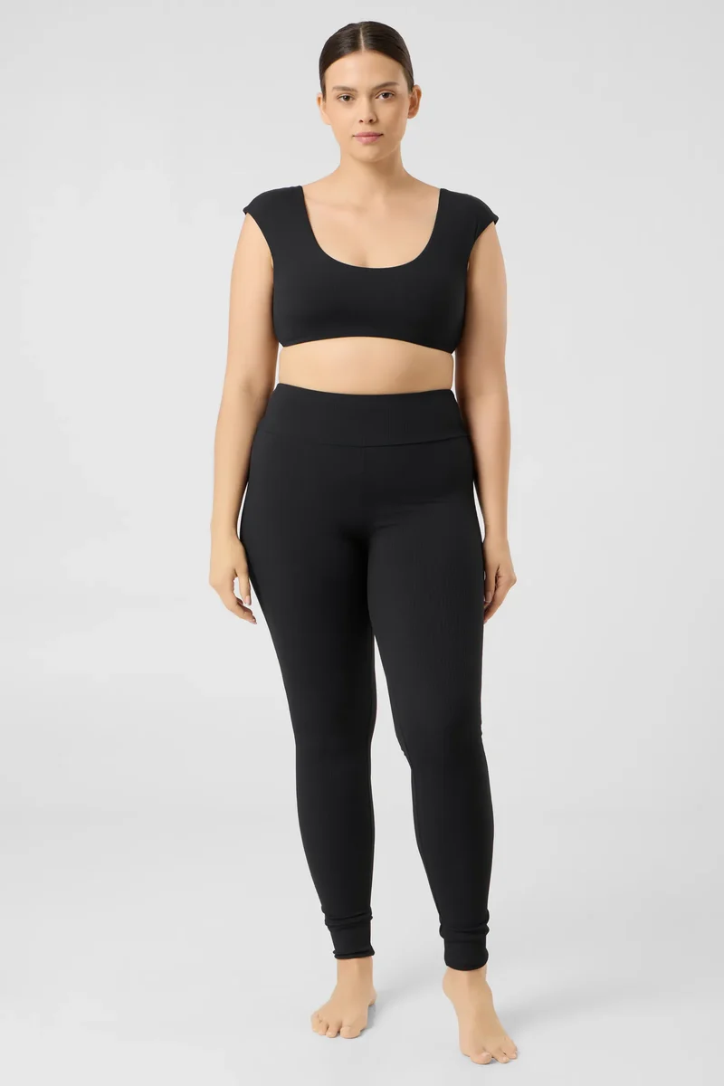 Shoulder Top Swim Apparel — black-ribbed