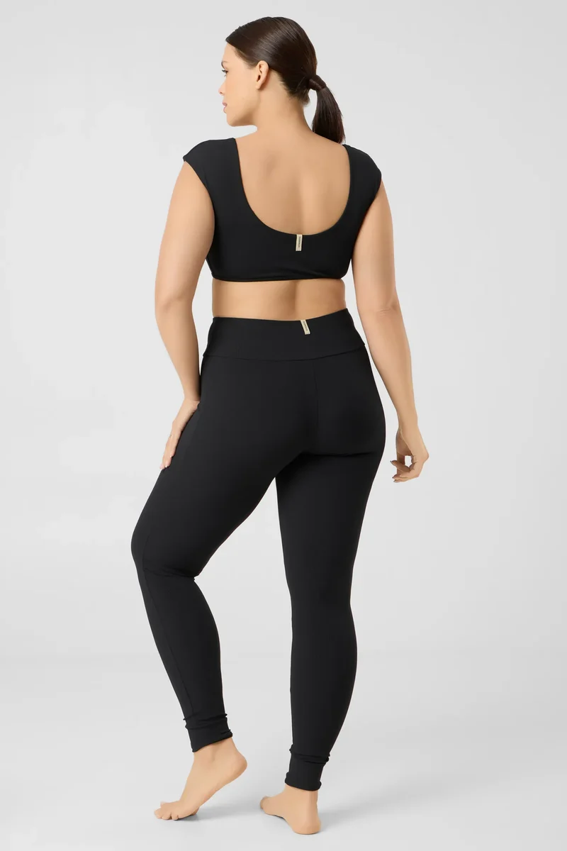 Shoulder Top Swim Apparel — black-ribbed