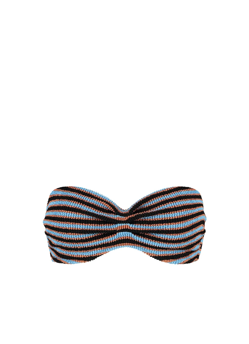 Blue Ribbed Stripe bandeau bikinitop