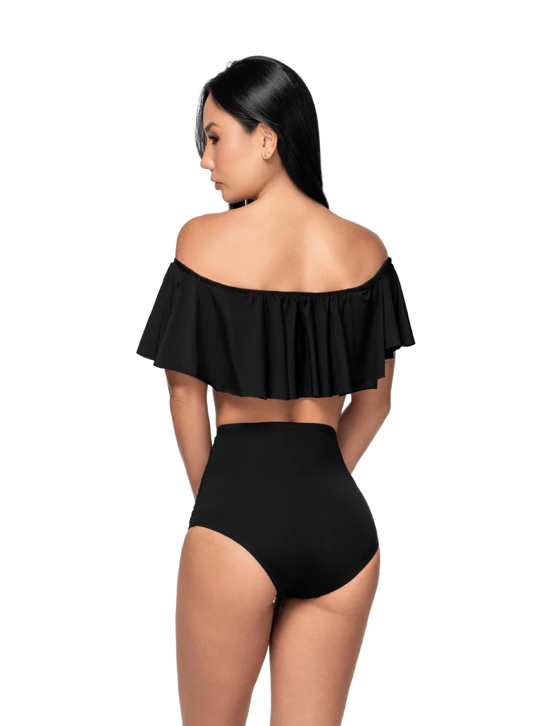 Off-Shoulder Bikini Top Zwart | Saman Swimwear