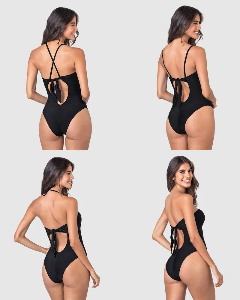 Tie-Back Strapless Convertible Badpak Zwart | Leonisa