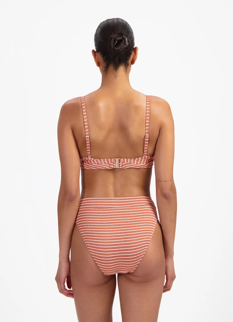 Caramel Stripe high waist bikinibroekje