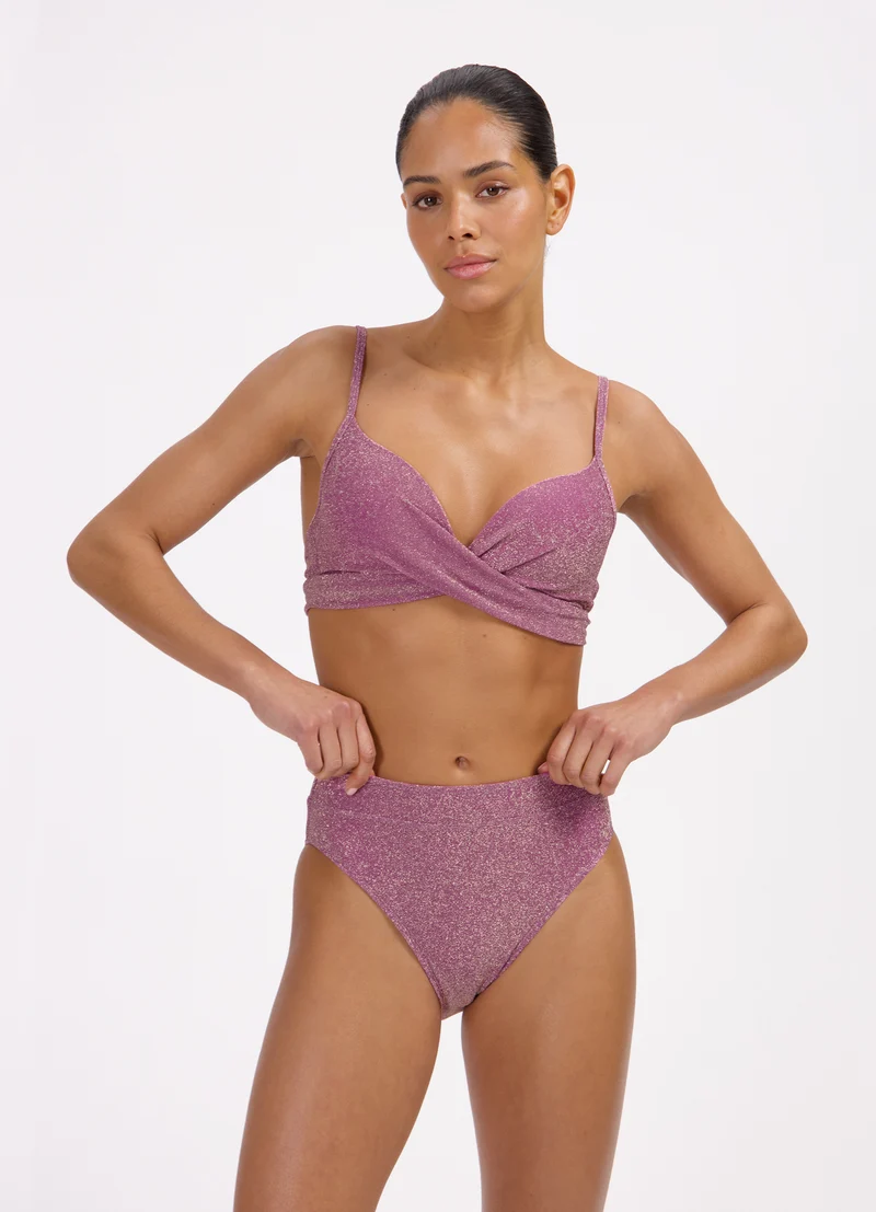 Mauve Glitter twist bikinitop
