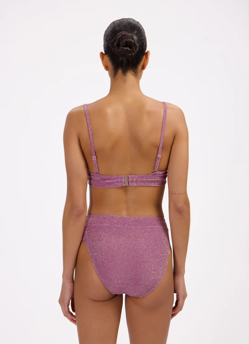 Mauve Glitter twist bikinitop