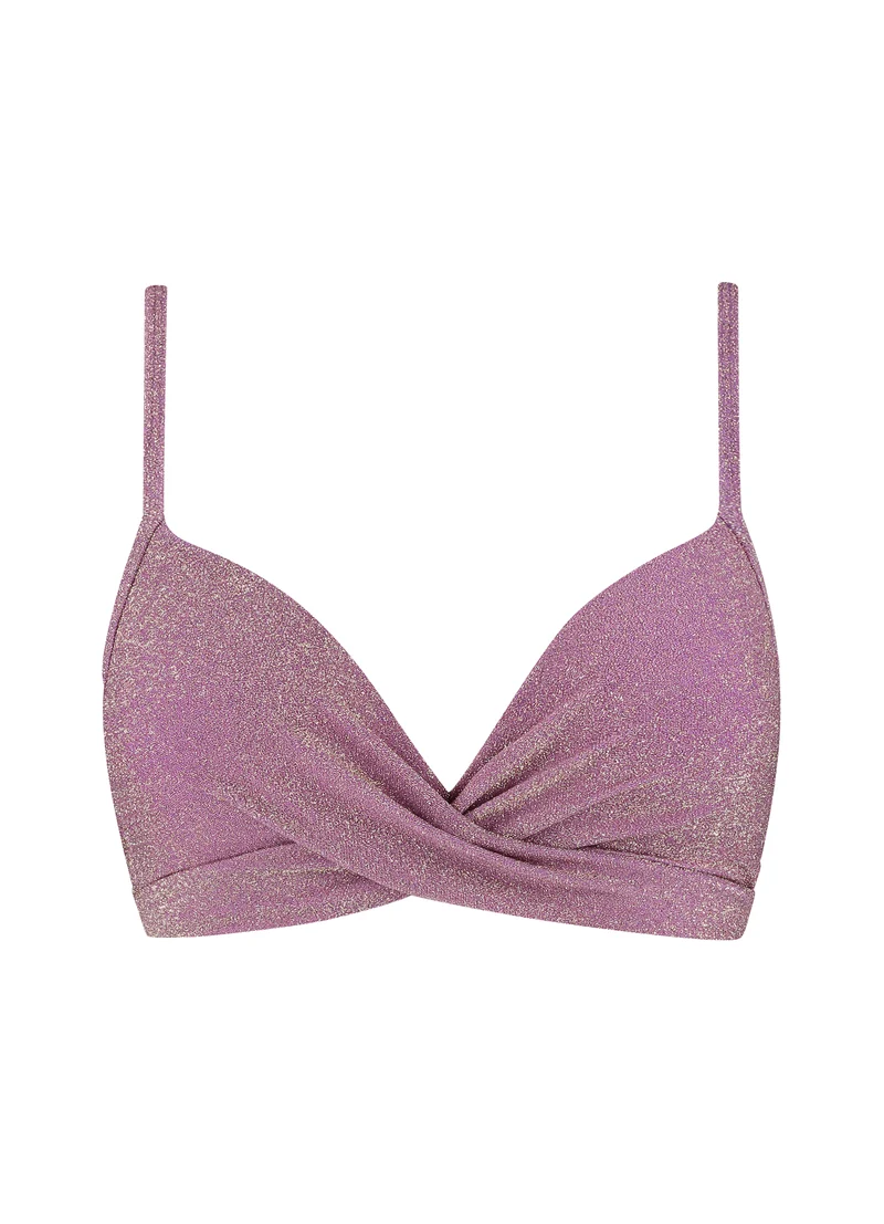 Mauve Glitter twist bikinitop