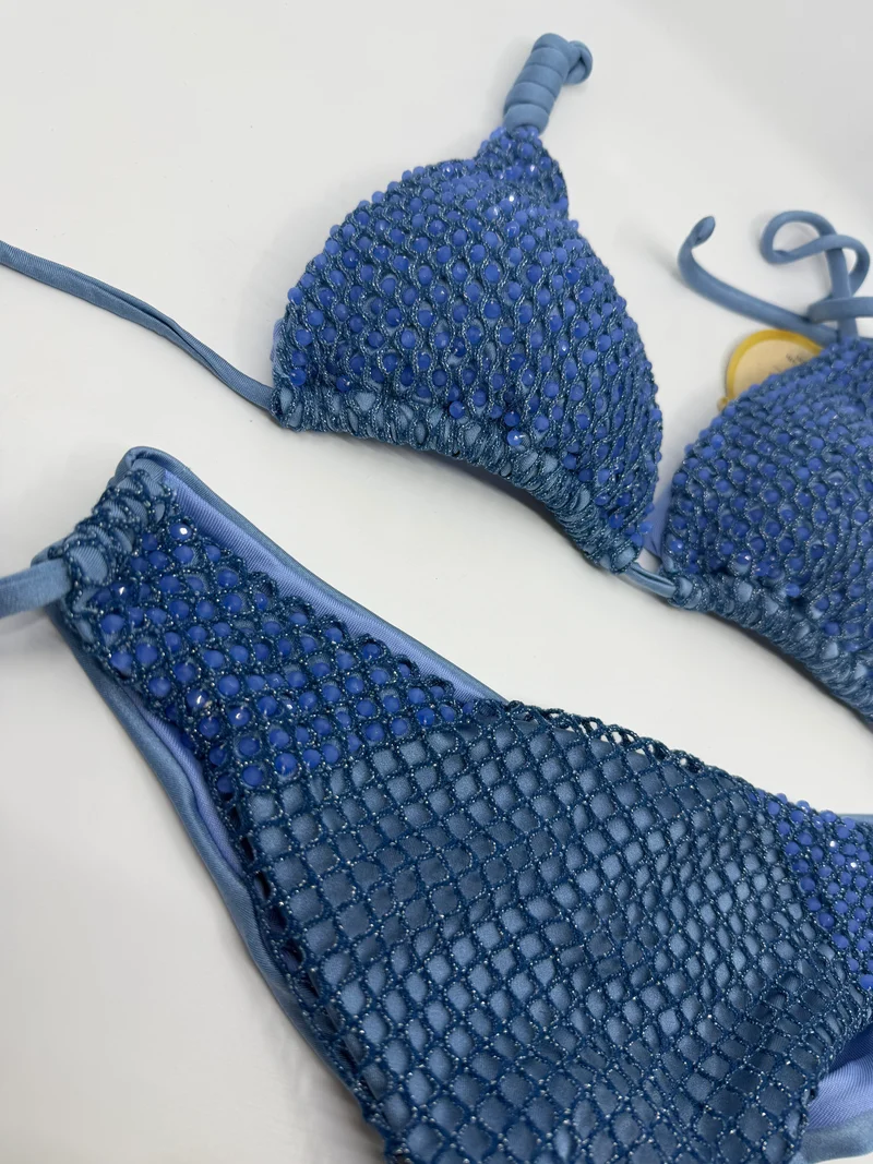 Blauwe Bikini Set | Artisanaal Handwerk Saman Swimwear
