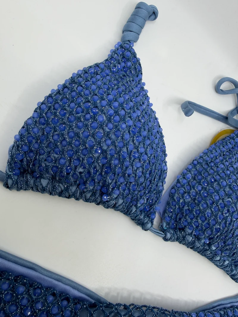 Blauwe Bikini Set | Artisanaal Handwerk Saman Swimwear