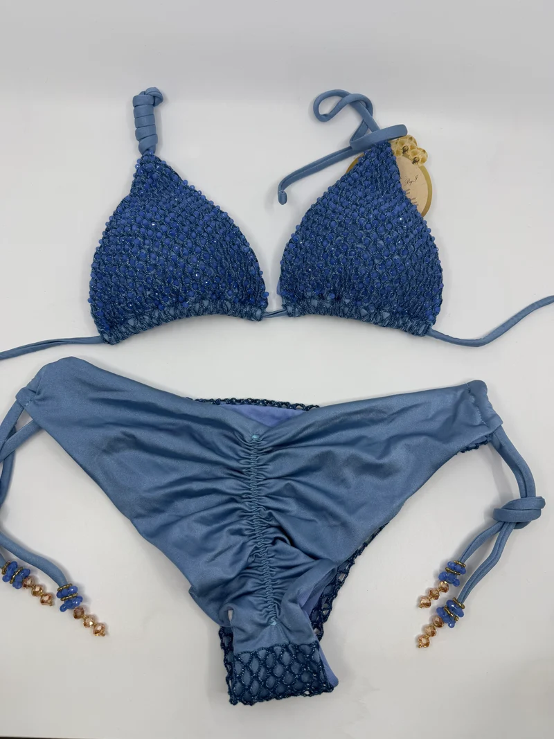 Blauwe Bikini Set | Artisanaal Handwerk Saman Swimwear