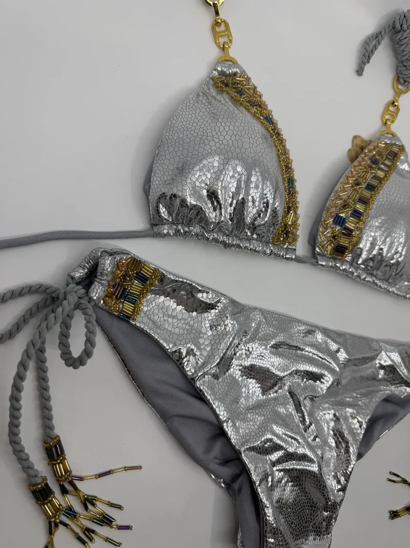 Zilveren Bikini Set | Artisanaal Handwerk Saman Swimwear