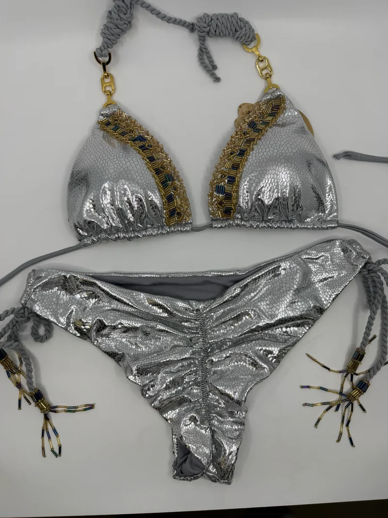 Zilveren Bikini Set | Artisanaal Handwerk Saman Swimwear