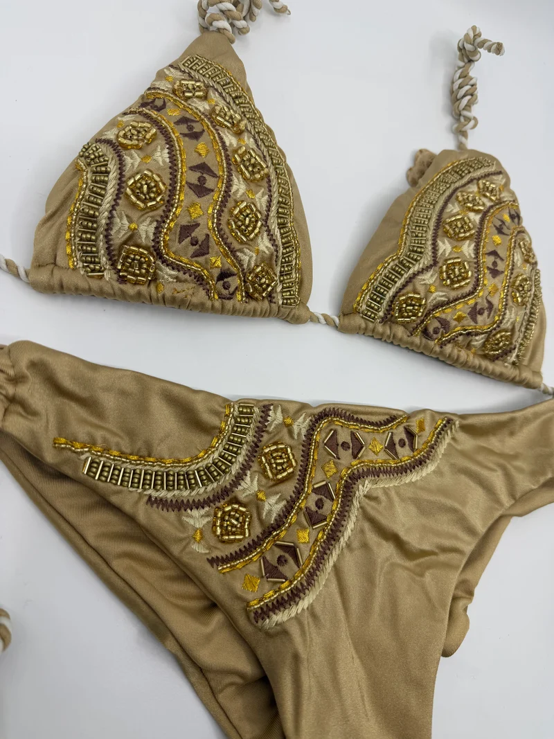 Gouden Bikini Set | Artisanaal Handwerk Saman Swimwear