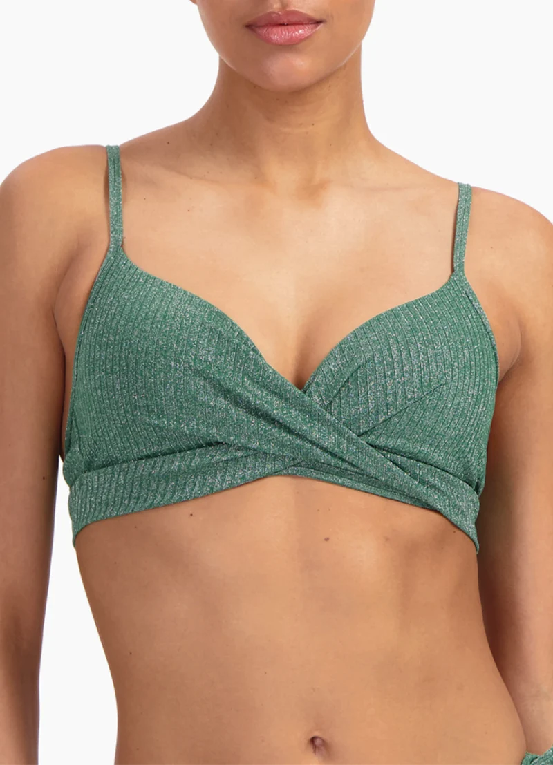 Green Glitter twist bikinitop