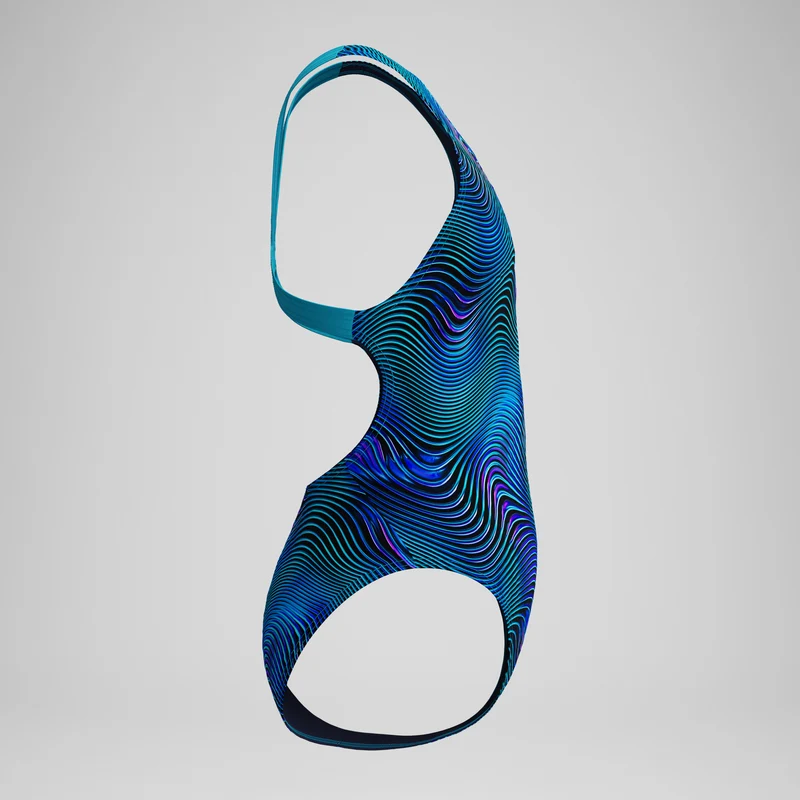 Girls Printed Leaderback Swimsuit Blue/Turquoise