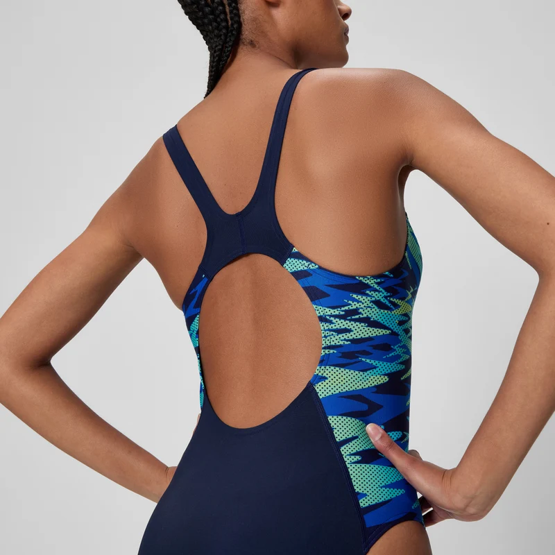 Women's Hyperboom Splice Muscleback Swimsuit Navy/Blue