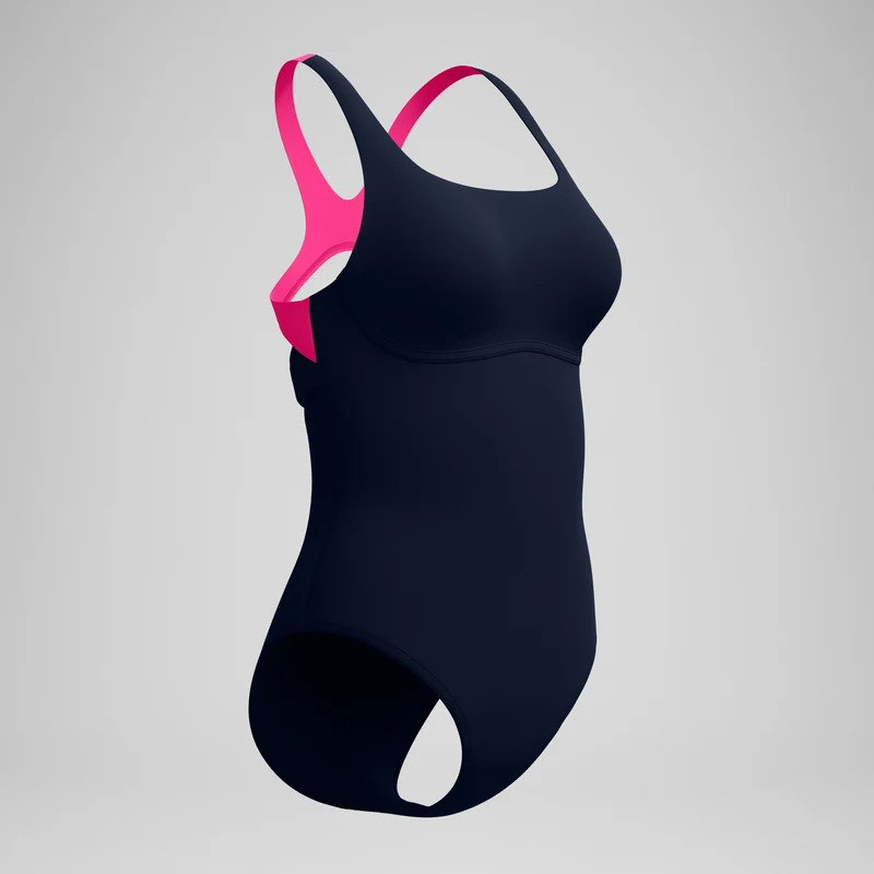 Women's Solid Flex Band Swimsuit Navy/Pink