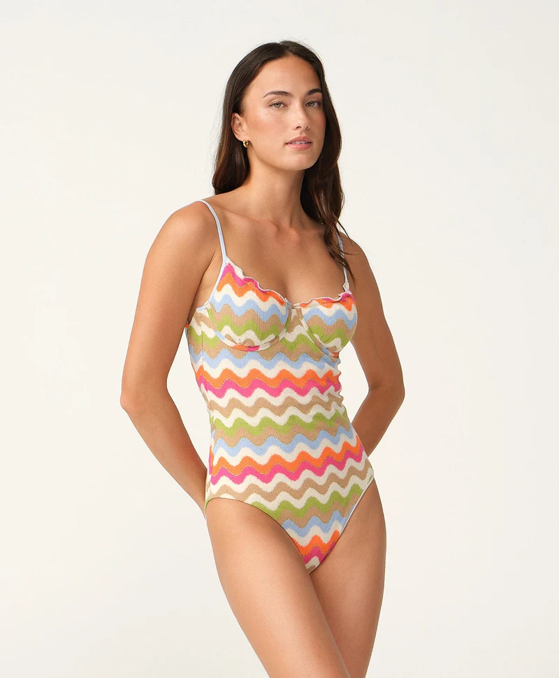 Multicolor Zigzag Badpak met Beugel PQ Swim | Chevron Print
