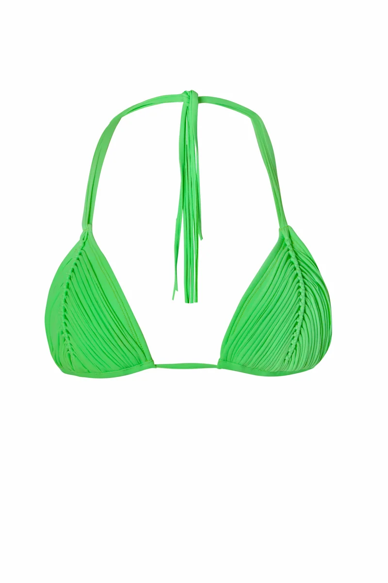 Isla Triangel Bikini Top Groen PQ Swim | Handgeweven Macramé XS-XXL