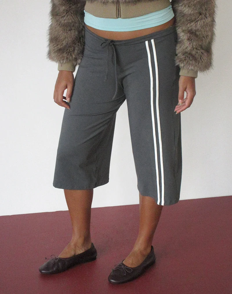 Mino Capri-Hose in Anthrazit mit cremefarbener Einfassung