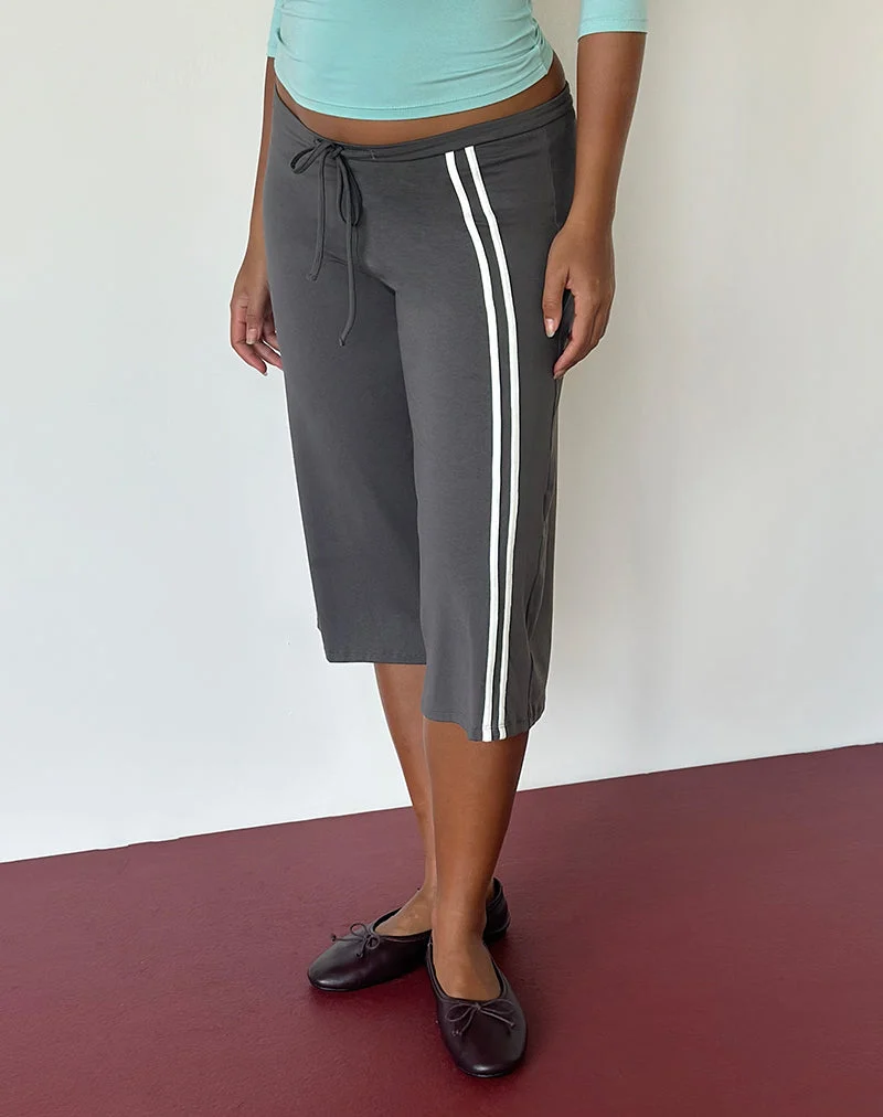 Mino Capri-Hose in Anthrazit mit cremefarbener Einfassung