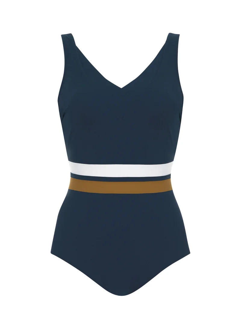 Stripe Colorblock Swimsuit