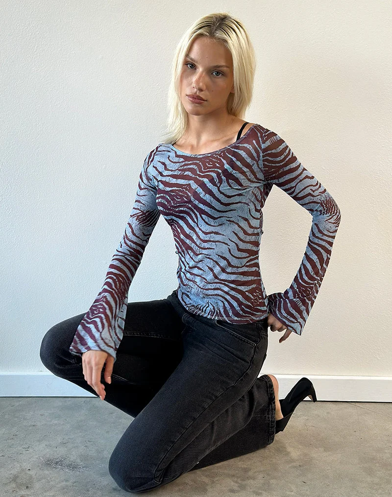 Tineko Langarm-Oberteil in „Wild Animal Blue“