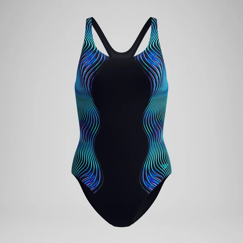 Women's Medalist Printed Medalist Swimsuit Black/Blue