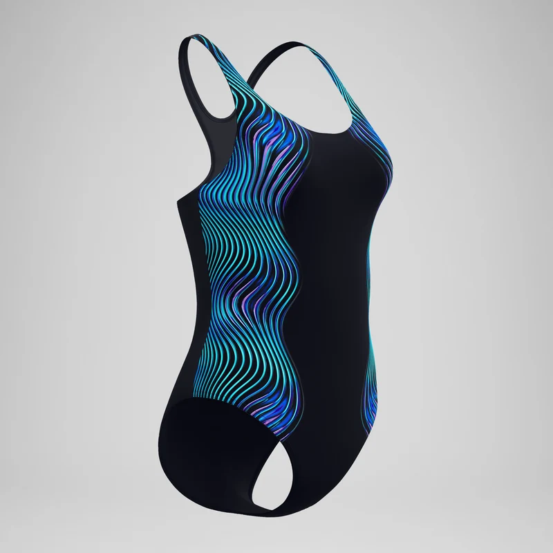 Women's Medalist Printed Medalist Swimsuit Black/Blue