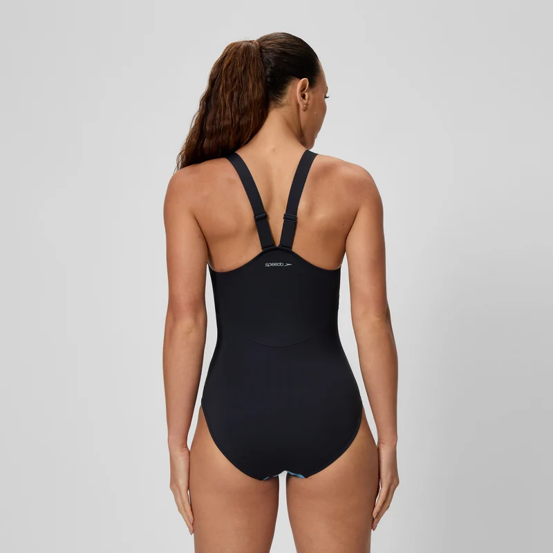 Women's Sculpture High Neck Contour Swimsuit Blue/Black