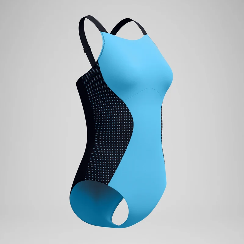 Women's Sculpture High Neck Contour Swimsuit Blue/Black