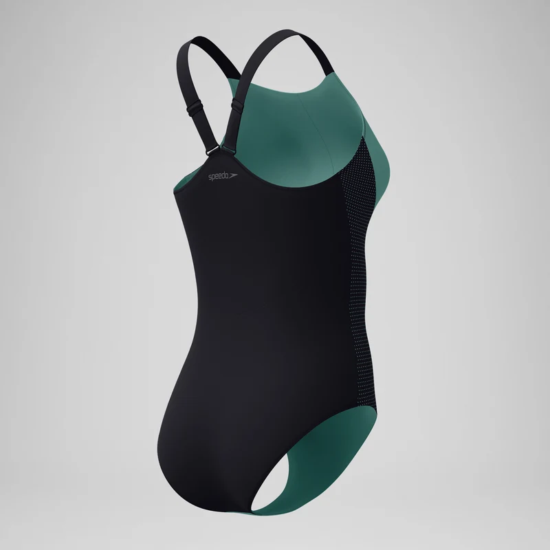 Women's Sculpture High Neck Contour Swimsuit Green/Black