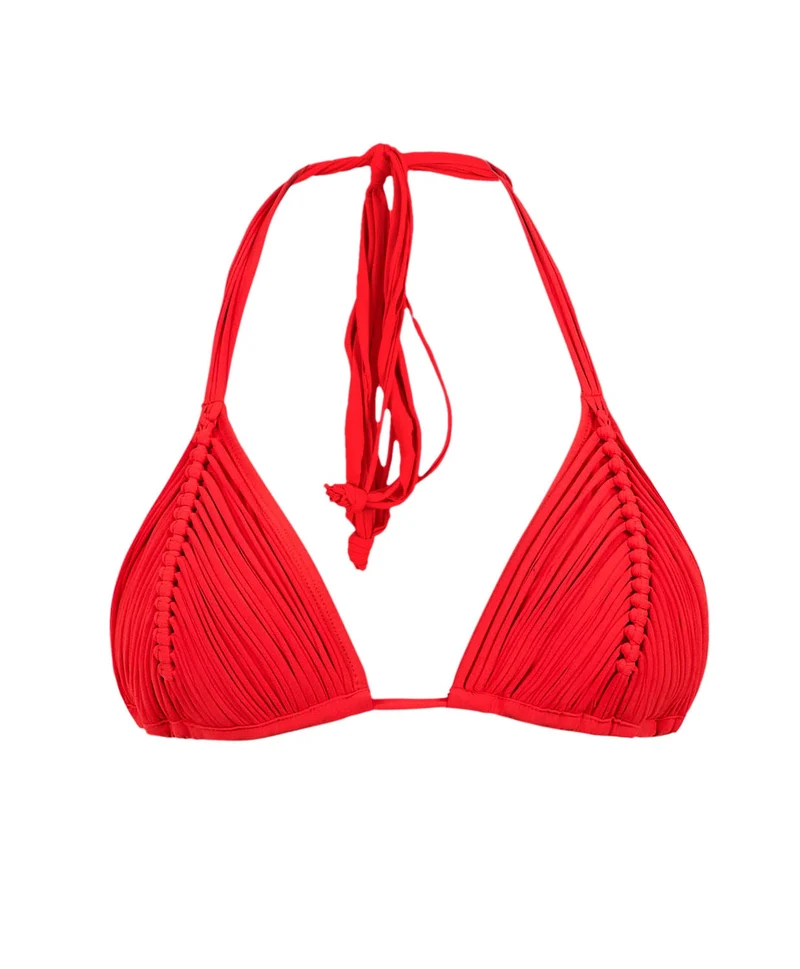 Isla Triangel Bikini Top Rood PQ Swim | Handgeweven Macramé