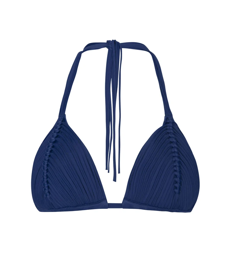 Isla Triangel Bikini Top Marineblauw PQ Swim | Handgeweven Macramé