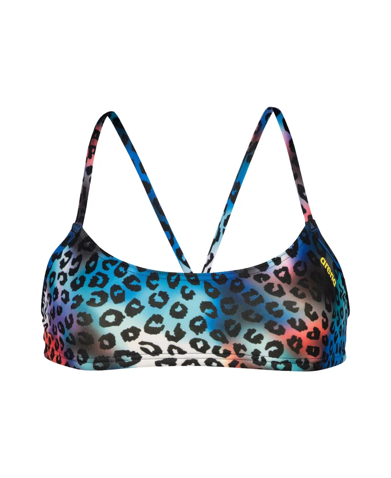 Arena Damen Bikini Oberteil Bandeau Play R Neon Blue Multi-Yellow Star
