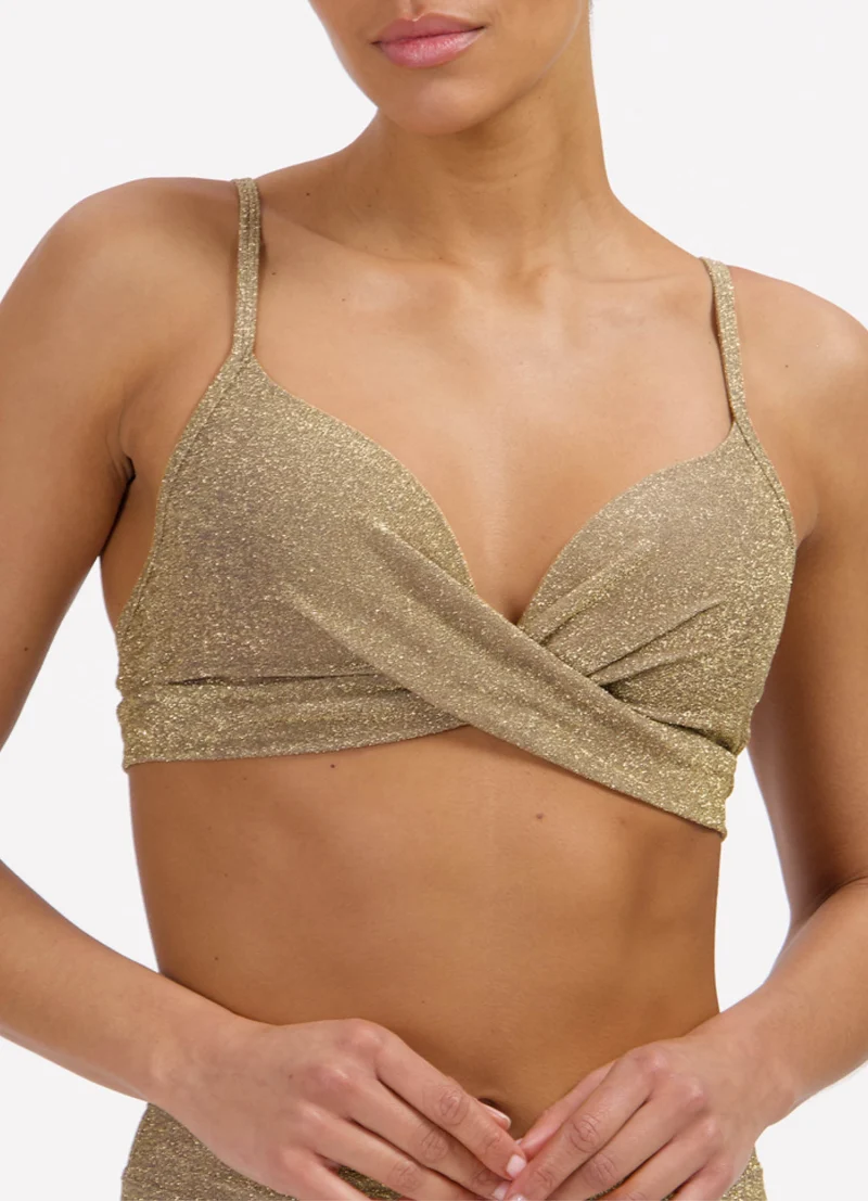 Gold Glitter twist bikinitop