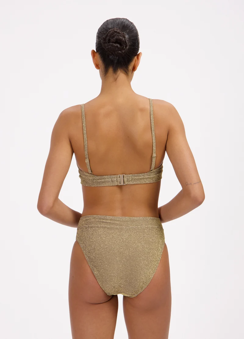 Gold Glitter twist bikinitop
