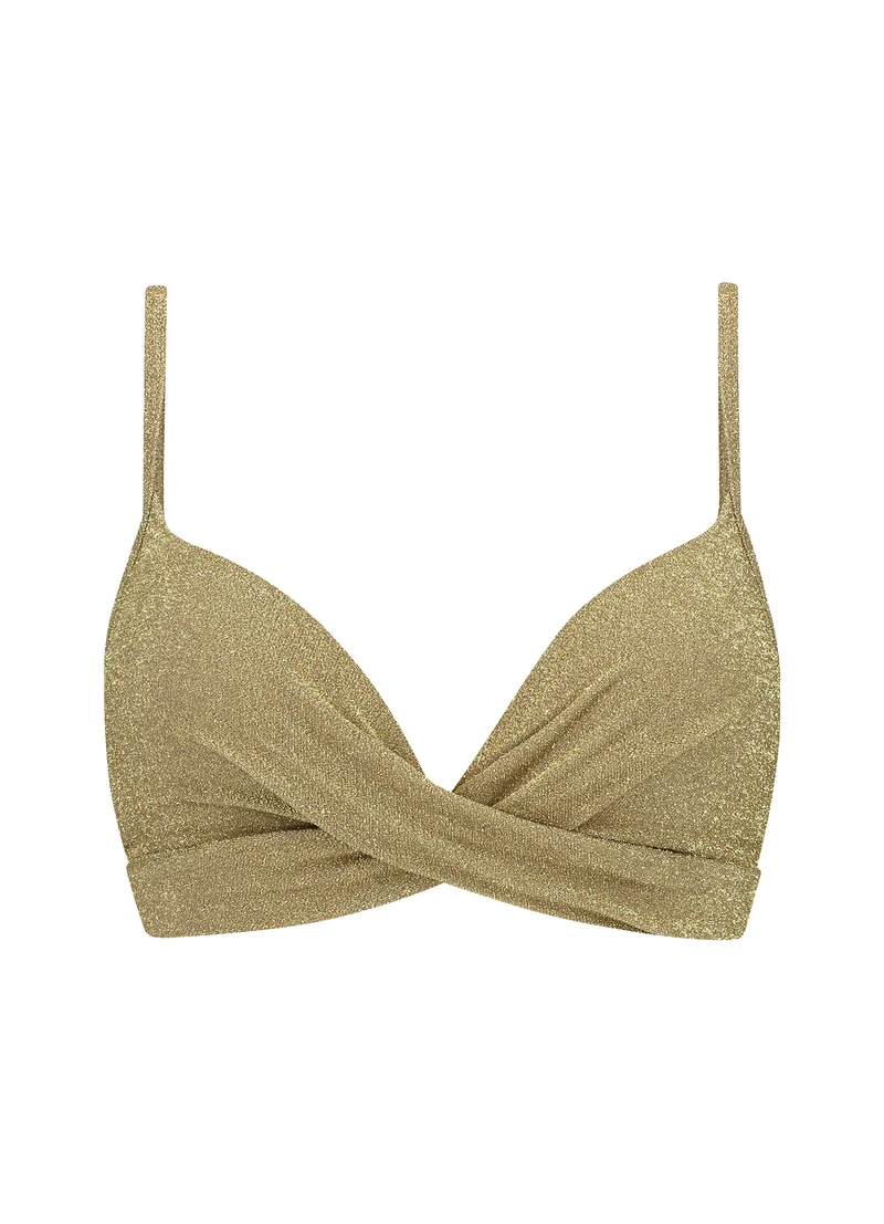 Gold Glitter twist bikinitop