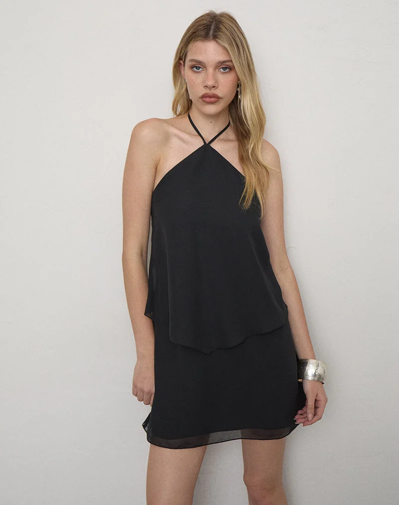 Milaya Minikleid aus schwarzem Chiffon