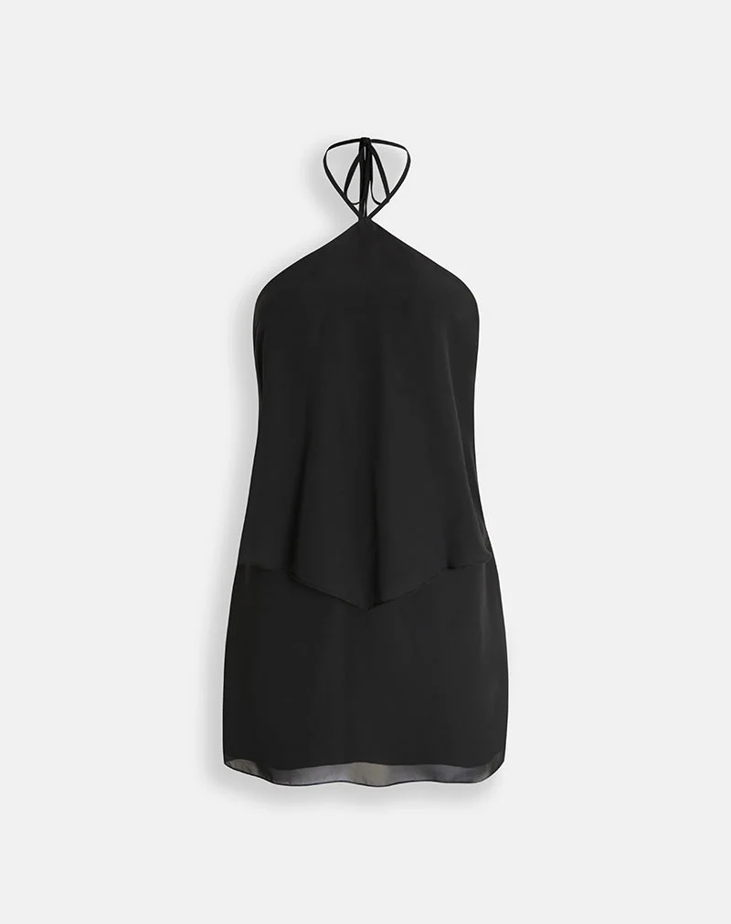 Milaya Minikleid aus schwarzem Chiffon