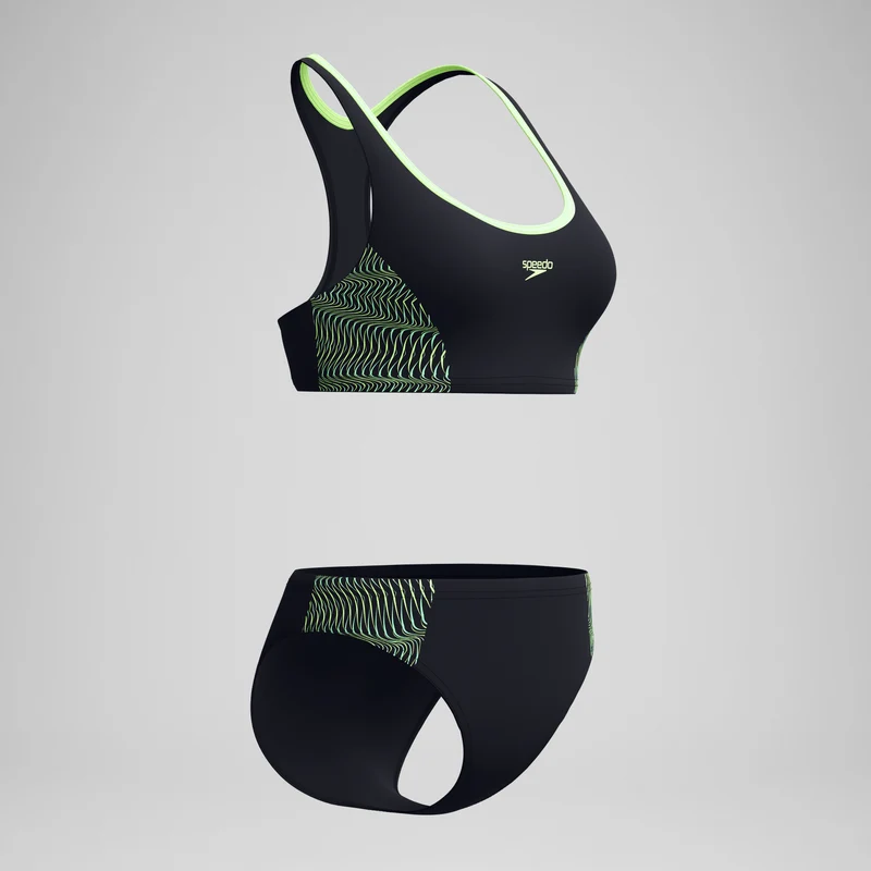 Women's Placement Racerback Bikini Set Black/Green
