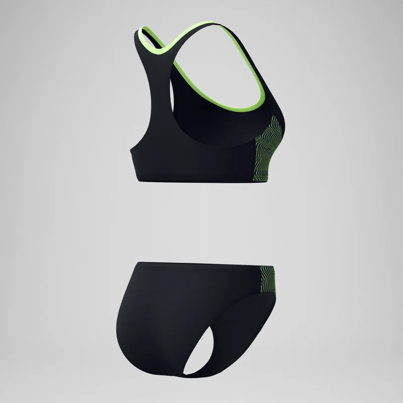 Women's Placement Racerback Bikini Set Black/Green