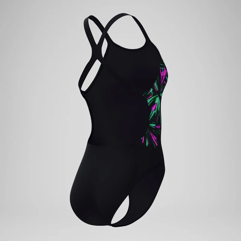 Women's Club Training Printed Powerback Swimsuit Black/Green