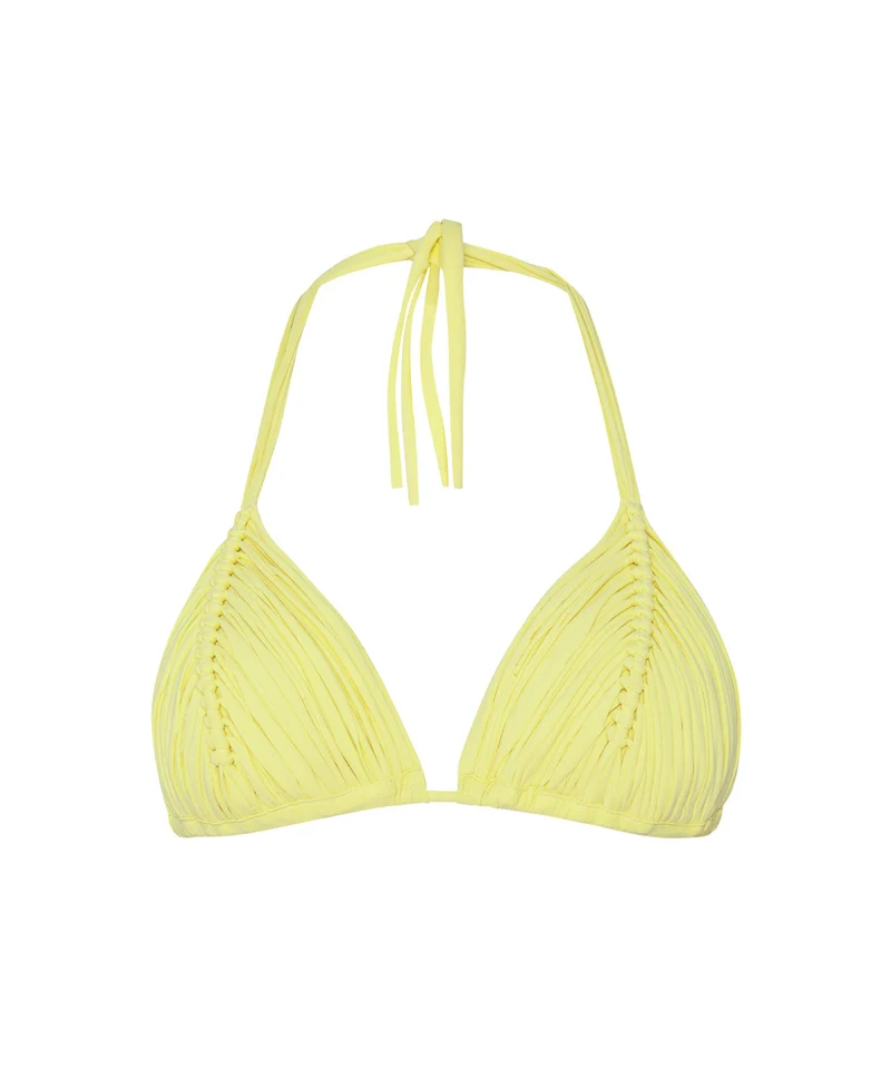 Isla Triangel Bikini Top Geel PQ Swim | Handgeweven Macramé