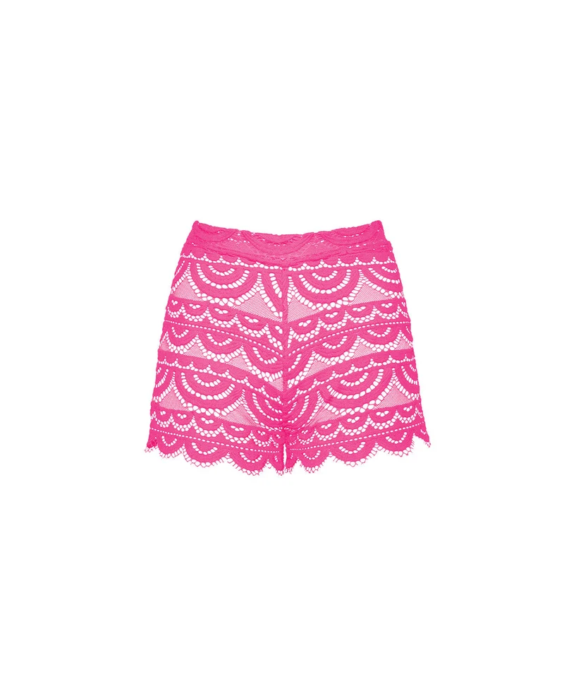 Tulip Lace Short Roze | High Waist Kant Strandshort PQ Swim