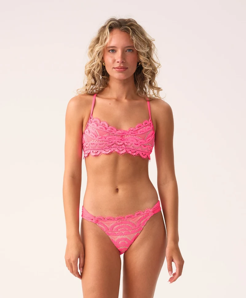 Tulip Lace Fanned Bikini Broekje Roze | Kant Full & Teeny PQ Swim